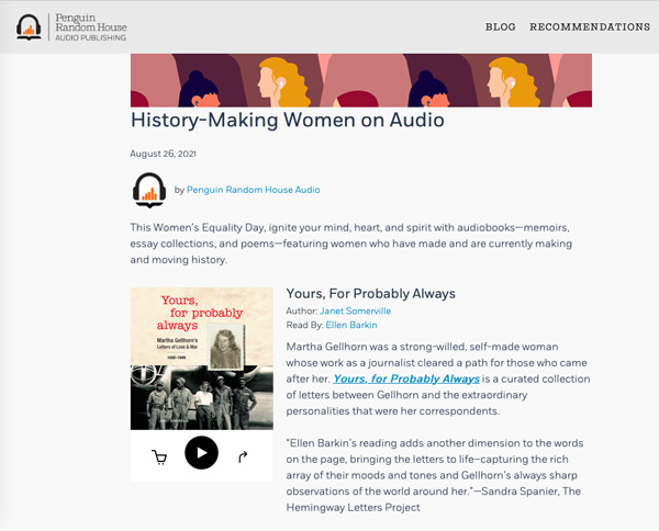 August 26, 2021 Women’s Equality Day, History-Making Women on Audio