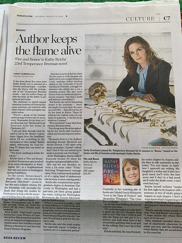 Forensic anthropology is mainly behind her, but Kathy Reichs is still dreaming up Temperance Brennan Books