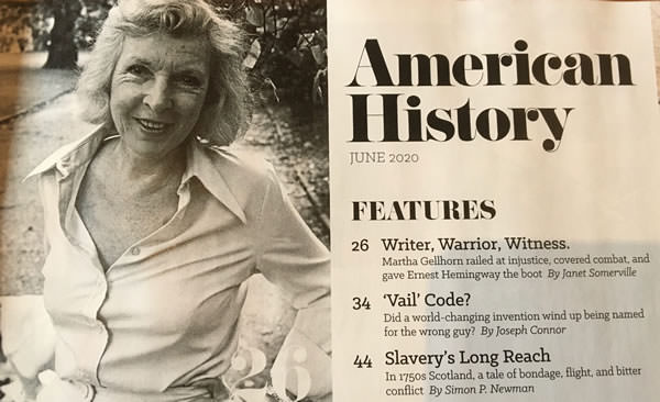 "Writer, Warrior, Witness" in American History (June 2020) issue