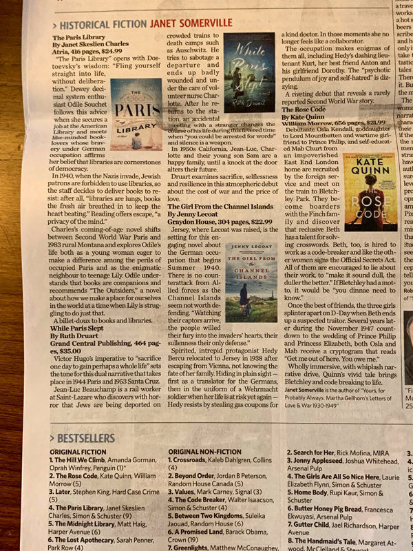 April 10, 2021: Historical Fiction takes you to Paris and London and a world away