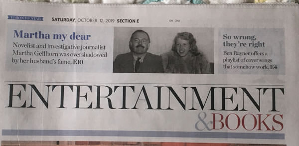 October 12, 2019 Author Talk by Sue Carter in the Toronto Star