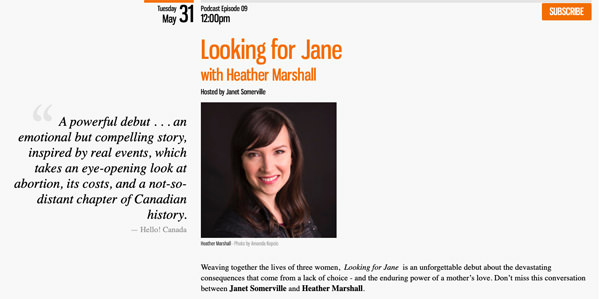 Podcast interview with Heather Marshall about Looking for Jane