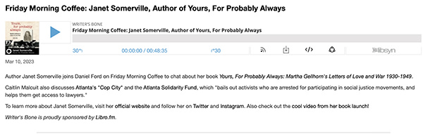 Writer’s Bone podcast, Boston