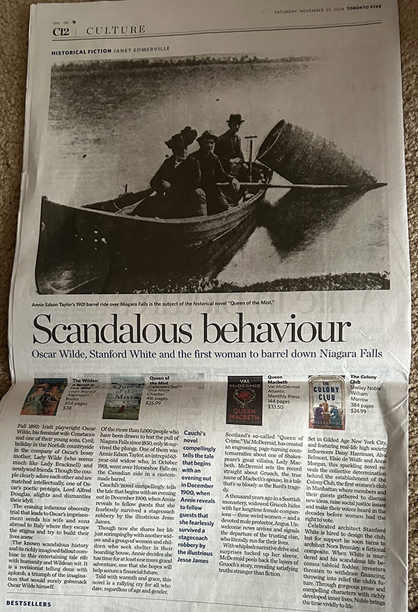 New novels take on Oscar Wilde, Lady Macbeth and the first woman to barrel over Niagara Falls