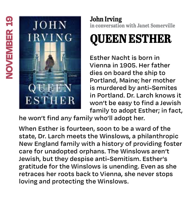 In conversation with John Irving about Queen Esther