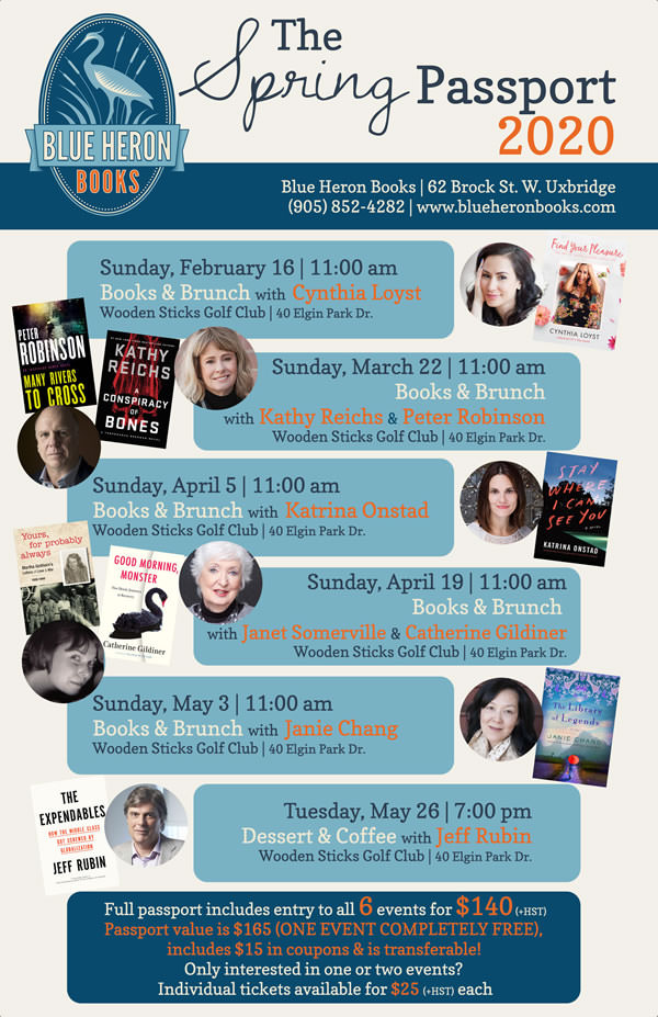 Blue Heron Books and Brunch with Catherine Gildiner, Uxbridge, 11 a.m.